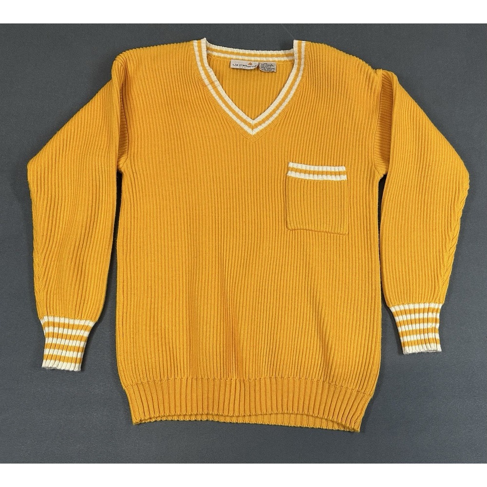 Vintage Liz Claiborne Mini Sweater Dress Womens L Lambswool Blend Shoulder Pads